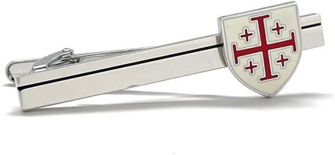 Jerusalem Cross Tie Bar – Christian Shield Tie Clip for Men, Handmade Religious Jewelry, Catholic Wedding Groomsmen Gift, Red Crusader Cross Accessory in Saudi Arabia