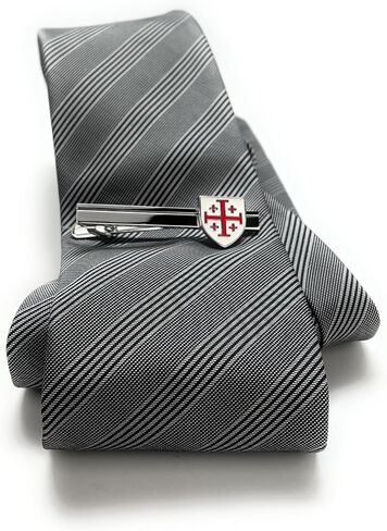 Jerusalem Cross Tie Bar – Christian Shield Tie Clip for Men, Handmade Religious Jewelry, Catholic Wedding Groomsmen Gift, Red Crusader Cross Accessory in Saudi Arabia