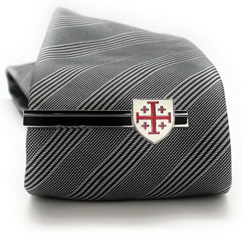 Jerusalem Cross Tie Bar – Christian Shield Tie Clip for Men, Handmade Religious Jewelry, Catholic Wedding Groomsmen Gift, Red Crusader Cross Accessory in Saudi Arabia