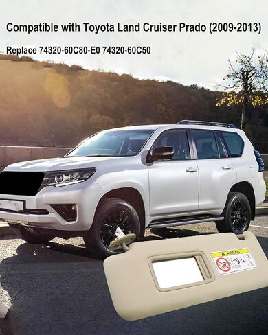 Left Driver Side Sun Visor Fit for Toyota Land Cruiser Prado 2009-2023 Replace 74320 60C80 E0 74320 60C50 74320-60C80-E0 74320-60C50, Beige Sunvisor Sun Protection Shade in Saudi Arabia