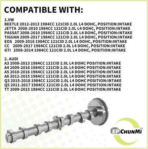 Intake Camshaft Timing Gear Assembly for 2008-2017 VW Passat Golf Tiguan GTI Beetle for Audi Q5 A4 A6 2.0L EA888 Engine CBFA CCTA Replace 06H109021G 06H109021K 06L109021H 06H109021J in Saudi Arabia