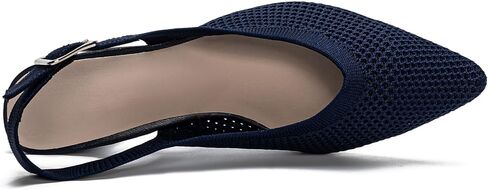 youngshow Womens Adjustable Slingback Heels, Pointed Toe Mid-Low Heel, Cute Knitted Slip On Work Pumps Dress Shoes in Saudi Arabia