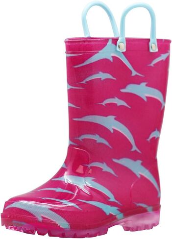 NORTY PVC Rain Boots for Kids - Waterproof PVC Boots Boys and Girls Solid & Printed Rainboots for Toddlers and Kids - Light Up in Saudi Arabia
