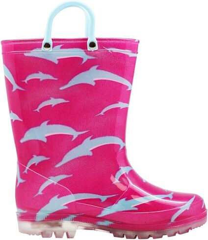 NORTY PVC Rain Boots for Kids - Waterproof PVC Boots Boys and Girls Solid & Printed Rainboots for Toddlers and Kids - Light Up in Saudi Arabia