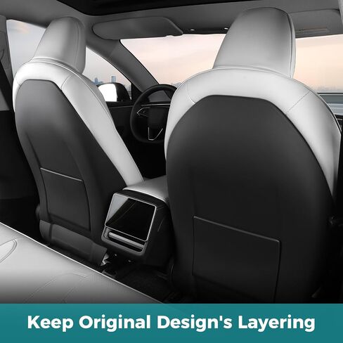 غطاء مقعد مخصص لـ Tesla Model 3 2024 2025 ، غطاء مقعد 5 مقعدًا مجموعة كاملة من الملحقات البديلة للجلد Nappa Faux White in Kuwait