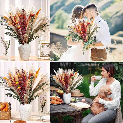 101 PCS أسود بامباس ديكور عشب 15 نوعًا من الزهور المجففة الطبيعية مزيج باقة 17 "باقة زهرة الهالوين لحفل الزفاف القوطي هالوين مكتب مزرعة ديكور بوهو ترتيبات الأزهار in Saudi Arabia