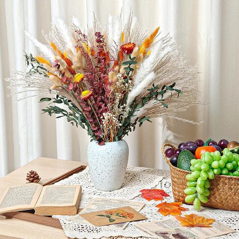 101 PCS أسود بامباس ديكور عشب 15 نوعًا من الزهور المجففة الطبيعية مزيج باقة 17 "باقة زهرة الهالوين لحفل الزفاف القوطي هالوين مكتب مزرعة ديكور بوهو ترتيبات الأزهار in Saudi Arabia