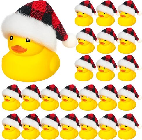 Liliful 24 Set Christmas Rubber Ducks with Christmas Hats Small Bathtub Yellow Ducks Mini Floating Squeaky Rubber Ducks Bath Toys for Baby Shower Holiday Decor Xmas Home Birthday in Saudi Arabia