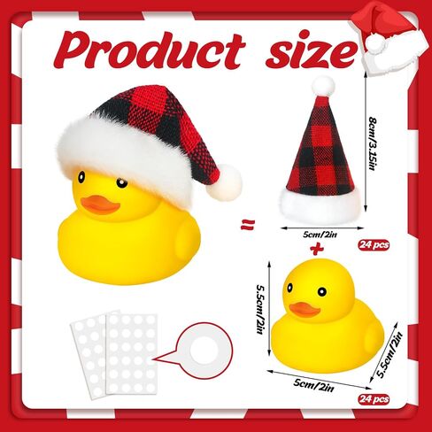 Liliful 24 Set Christmas Rubber Ducks with Christmas Hats Small Bathtub Yellow Ducks Mini Floating Squeaky Rubber Ducks Bath Toys for Baby Shower Holiday Decor Xmas Home Birthday in Saudi Arabia