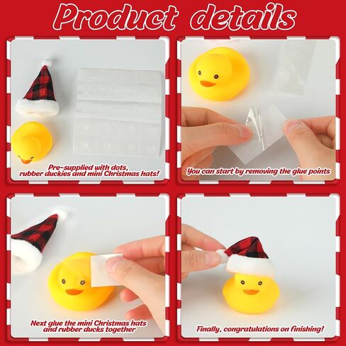 Liliful 24 Set Christmas Rubber Ducks with Christmas Hats Small Bathtub Yellow Ducks Mini Floating Squeaky Rubber Ducks Bath Toys for Baby Shower Holiday Decor Xmas Home Birthday in Saudi Arabia