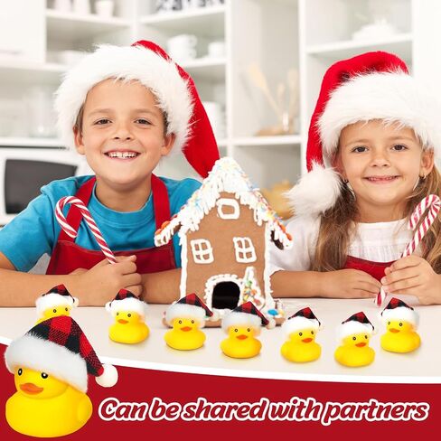 Liliful 24 Set Christmas Rubber Ducks with Christmas Hats Small Bathtub Yellow Ducks Mini Floating Squeaky Rubber Ducks Bath Toys for Baby Shower Holiday Decor Xmas Home Birthday in Saudi Arabia