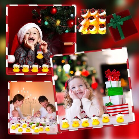 Liliful 24 Set Christmas Rubber Ducks with Christmas Hats Small Bathtub Yellow Ducks Mini Floating Squeaky Rubber Ducks Bath Toys for Baby Shower Holiday Decor Xmas Home Birthday in Saudi Arabia