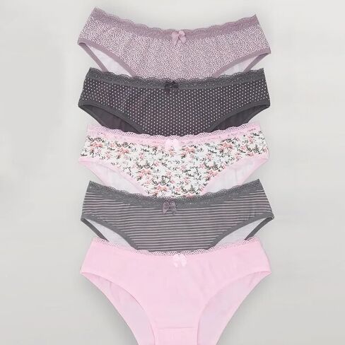 5 Pack Panties for Women - Women's Briefs Low-Rise Lace Underwear Breathable & Comfortable Soft Briefs in Saudi Arabia