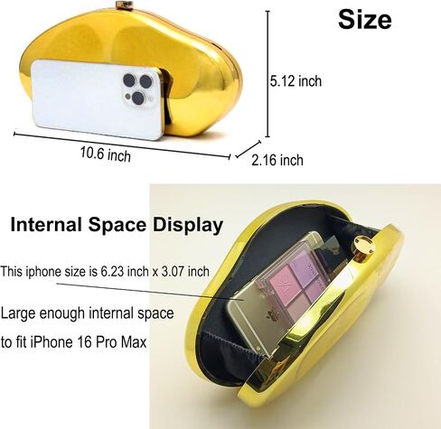Acrylic Clutch Purse for Women Irregular Shell Evening Handbag for wedding party (Shiny Gold) in Saudi Arabia