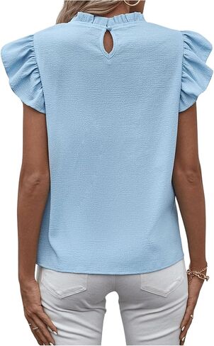 Sweatyrocks Women's Shuffle Sleeve Summer Top Mouck Neck Bluouse Disy Discal in Kuwait