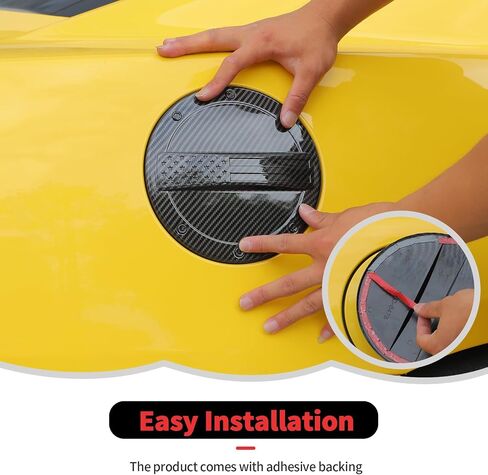 RT-TCZ Fuel Filler Gas Tank Door Cap Cover Trim Decoration Exterior Accessories for Chevy Camaro 2012-2015 (Black Carbon Fiber) in Saudi Arabia