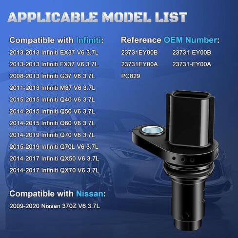 مستشعر موضع عمود الحدبات المحرك متوافق مع 2008-2013 Infiniti G37 ، 2014-2015 Q50 Q60 ، 2014-2019 Q70 Q70L ، 2014-2017 QX50 QX70 ، 2009-2020 NISSAN 370Z V6 in Saudi Arabia