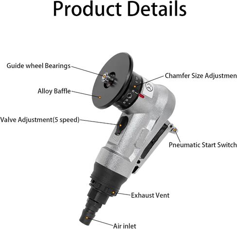 Handheld Pneumatic Chamfering Tool, 45 Degrees Arc Corner, 1/4 Inch Air Inlet, Mini Air-Powered Chamfering Machine for Metal Wood Beveling and Deburring(C&R Angle Blades) in Saudi Arabia