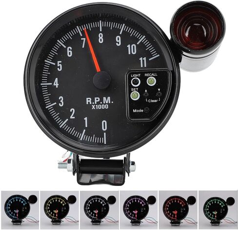 مقياس سرعة الدوران 12 فولت 5 بوصة مع LED Shift Light 7 شاشة ألوان 11 دورة في الدقيقة حزمة تثبيت عدسة واضحة لـ 4 6 8 أسطوانة المركبات in Saudi Arabia