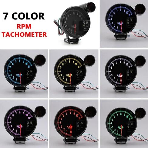 مقياس سرعة الدوران 12 فولت 5 بوصة مع LED Shift Light 7 شاشة ألوان 11 دورة في الدقيقة حزمة تثبيت عدسة واضحة لـ 4 6 8 أسطوانة المركبات in Saudi Arabia