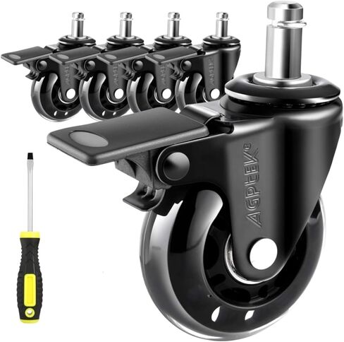AGPTEK Office Chair Caster Wheels 2" Office Chair Ball Caster Wheels Heavy Duty Replacement Casters for Hardwood Floor Carpet Mats 7/16" x 7/8" (11 x 22 millimeters) Set of 5 in Saudi Arabia