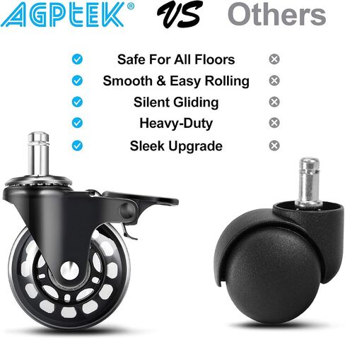 AGPTEK Office Chair Caster Wheels 2" Office Chair Ball Caster Wheels Heavy Duty Replacement Casters for Hardwood Floor Carpet Mats 7/16" x 7/8" (11 x 22 millimeters) Set of 5 in Saudi Arabia