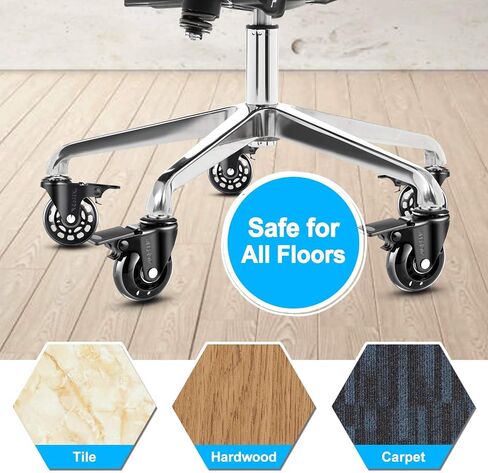 AGPTEK Office Chair Caster Wheels 2" Office Chair Ball Caster Wheels Heavy Duty Replacement Casters for Hardwood Floor Carpet Mats 7/16" x 7/8" (11 x 22 millimeters) Set of 5 in Saudi Arabia
