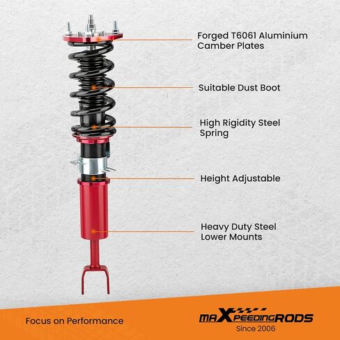 MaxPeedingRods Coilovers لنيسان 350Z RWD 2003-2008 (Z33) ، لإنفينيتي G35 RWD 2003-2007 (V35) ، طقم التعليق القابل للتعديل قابلة للتعديل ، طقم التخميد المسبق. in Kuwait