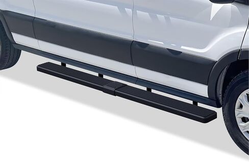 APS تشغيل لوحات 6 بوصات غير لامع أسود متوافق مع Ford Transit 2015-2025 الحجم الكامل فان 3 أبواب (استبعاد 2022-2025 E-transit) الفولاذ المقاوم للصدأ (قضبان NERF الخطوات الجانبية الجانبية) أشرطة جانبية) in Saudi Arabia