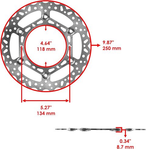 قرص الفرامل الأمامي Caltric متوافق مع Yamaha YZ450F 2003 2004 2005-2015 / YZ426F 2002 / 5XC-2581T-G0-00 in Saudi Arabia