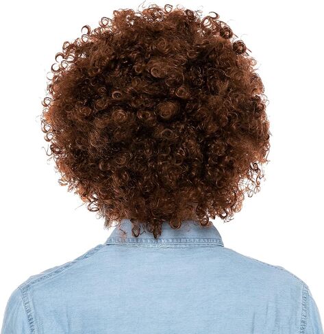 Spooktacular Creations Halloween Brown Afro Wig with Beard 70s/80s Disco Hippie Costume, for Unisex Funky Curl Hair, Curly Afro Wig Outfits Halloween Costume Art Teacher Cosplay Party Accessories in Saudi Arabia