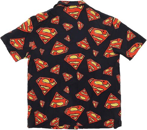 Superman S-Shield All-Over Print Men's Collared Button-Up Short Sleeve Shirt in Saudi Arabia