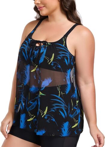 Ocean Blues Women's Mesh Tankini Top Blouson Tankini بدلة السباحة من الأعلى in Kuwait