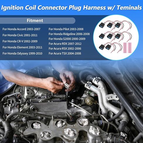 8pcs اشتعال موصل لفائف الإشعال تسخير لهوندا سيفيك 2001-2011 الإشعال coilpack موصل أنثى pigtail w/teminals for acura rdx 2007-2012 no.30520rdja01/6732301 in Saudi Arabia