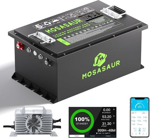 36V 105Ah Golf Cart Lithium Battery, Built-in Smart 200A BMS with Touch Monitor and 20-Amp Charger, APP Supported, MAX 7680W, 4000+ Cycles Charging, Designed for Golf Carts in Saudi Arabia