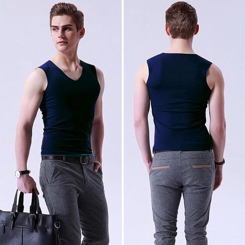 Men's Tank Tops Gym Sleeveless V-Neck Workout Running Shirt, Slimming Body Shaper Muscle Vest Undershirts in Saudi Arabia