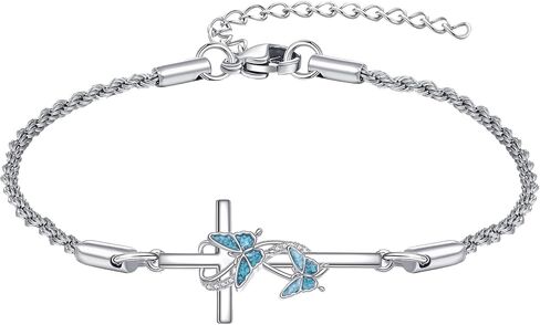 ONEFINITY Cross Bracelet 925 Sterling Silver Turquoise Cross Bracelet Religious Jewelry Gifts for Women in Saudi Arabia