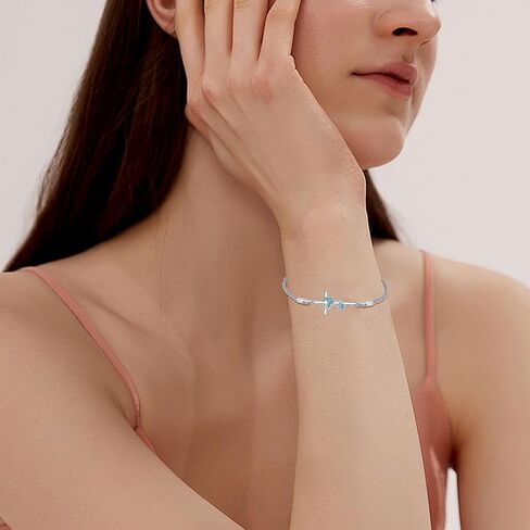 ONEFINITY Cross Bracelet 925 Sterling Silver Turquoise Cross Bracelet Religious Jewelry Gifts for Women in Saudi Arabia