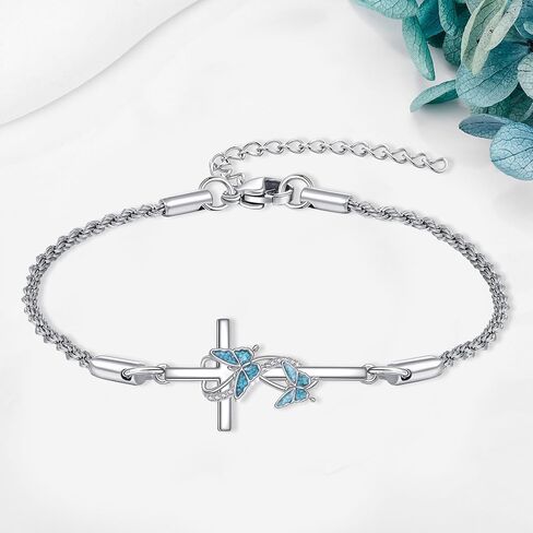 ONEFINITY Cross Bracelet 925 Sterling Silver Turquoise Cross Bracelet Religious Jewelry Gifts for Women in Saudi Arabia