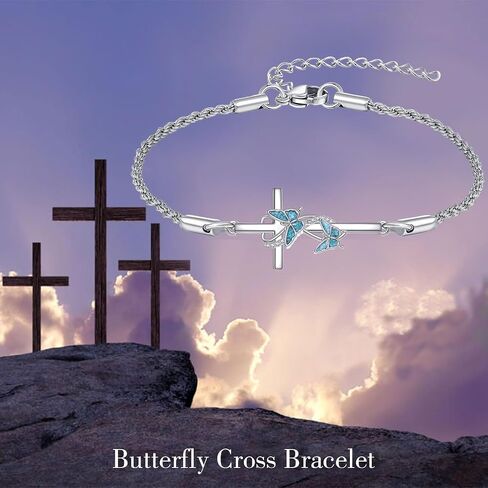 ONEFINITY Cross Bracelet 925 Sterling Silver Turquoise Cross Bracelet Religious Jewelry Gifts for Women in Saudi Arabia