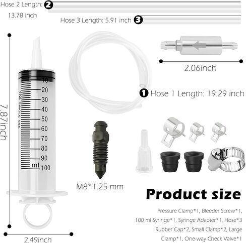 Motorcycle Brake Bleeder Kit,Practical Brake Bleeding Tool with Brakes Bleeder Hose/100ml Syringe/Brakes Bleeders One Way Valve,Essential Hydraulic Disc Clutch Bleeders Kit in Saudi Arabia