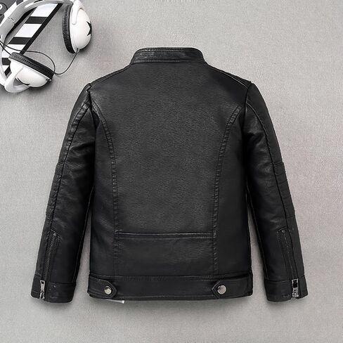 XFGLCK TODDLER KIDS BOYS JUNDSETS FAUX LEATHER SORPLED CORATS FREAT WINTER Outwear 1-6y in Kuwait
