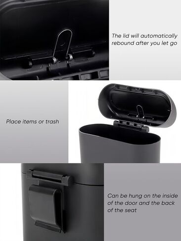 Car Trash Can with Lid, Mini Garbage Bin, Mounted Trash Can, Storage Box, Car Organizer for Vehicle, Home, Office in Saudi Arabia
