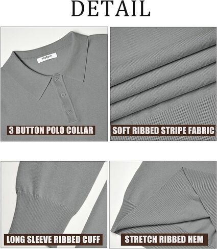 Mioroim Men's Polo Polo قمصان غير رسمية طويلة الأكمام البولو سترة خفيفة الوزن أسفل سترات الجولف السينمائي in Saudi Arabia