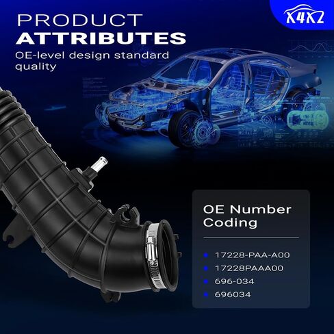 17228-PAA-A00 Air Intake Outlet Hose With Clamp For 1998-2002 Honda Accord 2.3L L4 17228PAAA00 696-034 696034 in Saudi Arabia