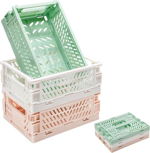3 Pack Mini Plastic Storage Basket for Shelf Organizing,Collapsible Crate Folding Storage Bin for Desk Organizer Stackable Containers for Home Kitchen Classroom Office Bathroom Storage(5.9x3.9x2.2") in Saudi Arabia
