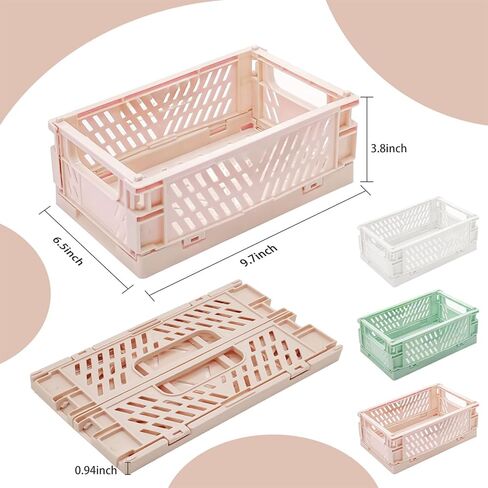 3 Pack Mini Plastic Storage Basket for Shelf Organizing,Collapsible Crate Folding Storage Bin for Desk Organizer Stackable Containers for Home Kitchen Classroom Office Bathroom Storage(5.9x3.9x2.2") in Saudi Arabia