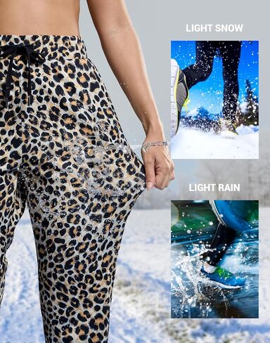 SANTINY Women's Fleece Lined Joggers Pockets Drawstring Waterproof Sweatpants Thermal Ski Running Winter Hiking Pants Women in Saudi Arabia