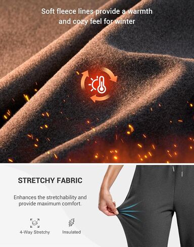 SANTINY Women's Fleece Lined Joggers Pockets Drawstring Waterproof Sweatpants Thermal Ski Running Winter Hiking Pants Women in Saudi Arabia