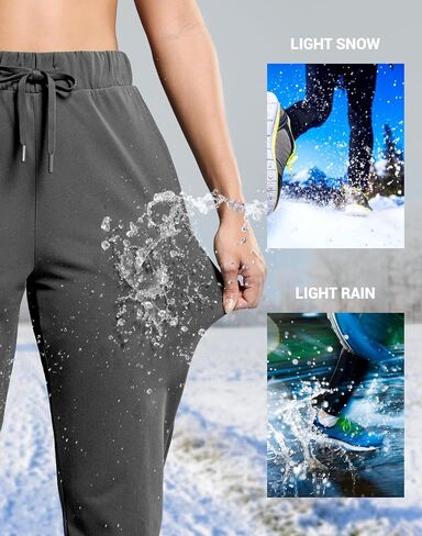SANTINY Women's Fleece Lined Joggers Pockets Drawstring Waterproof Sweatpants Thermal Ski Running Winter Hiking Pants Women in Saudi Arabia